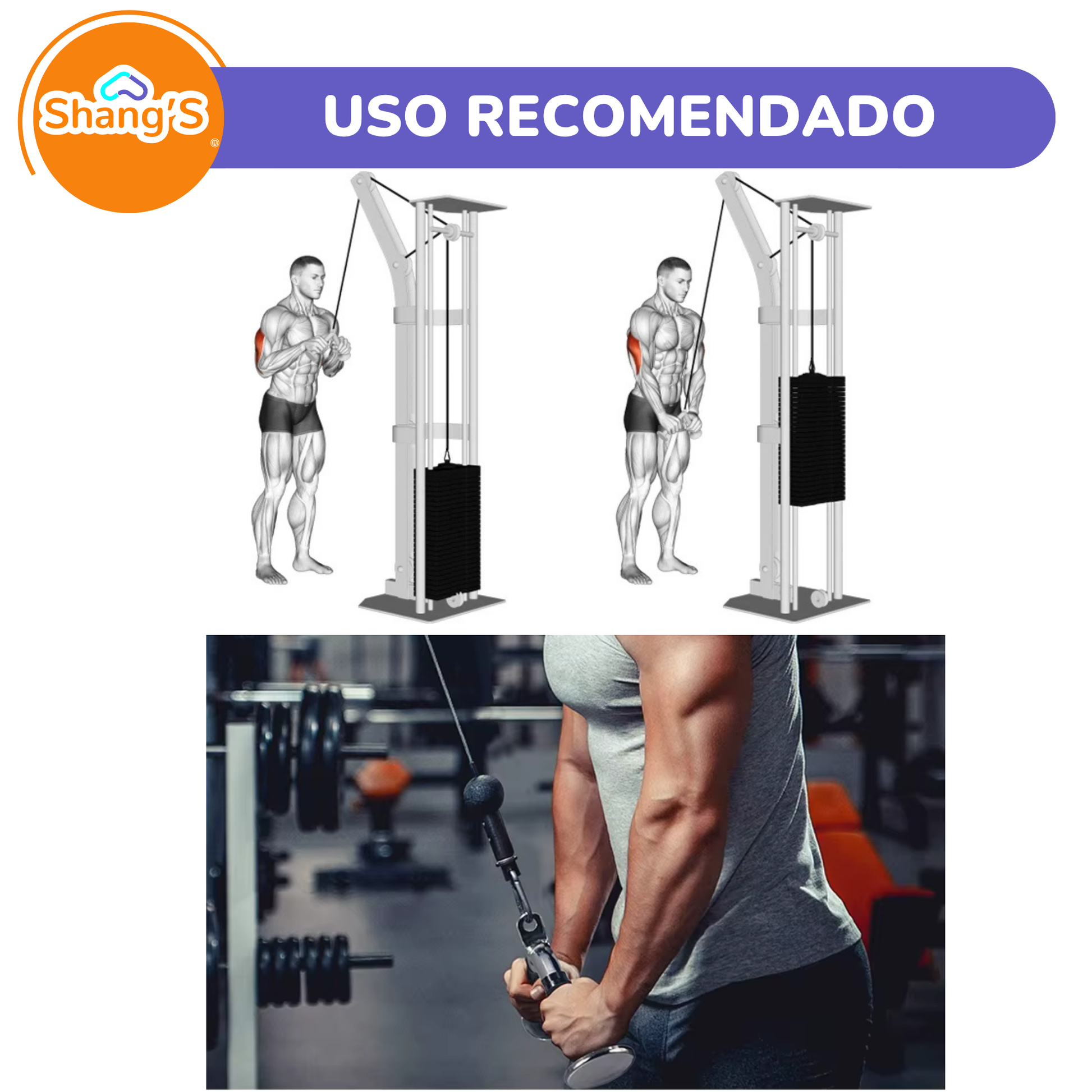 Agarre para polea triangulo cerrado P447-7 Fitness Shang's