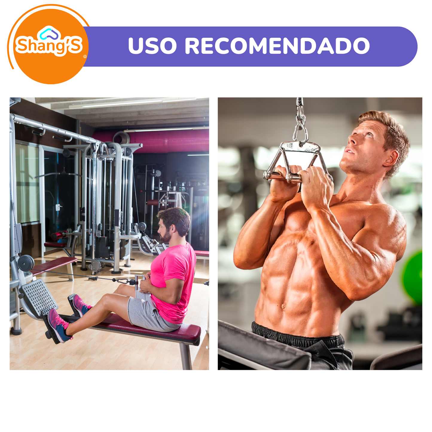 Agarre maneral remo en V triangulo para polea P447-12 Fitness Shang's