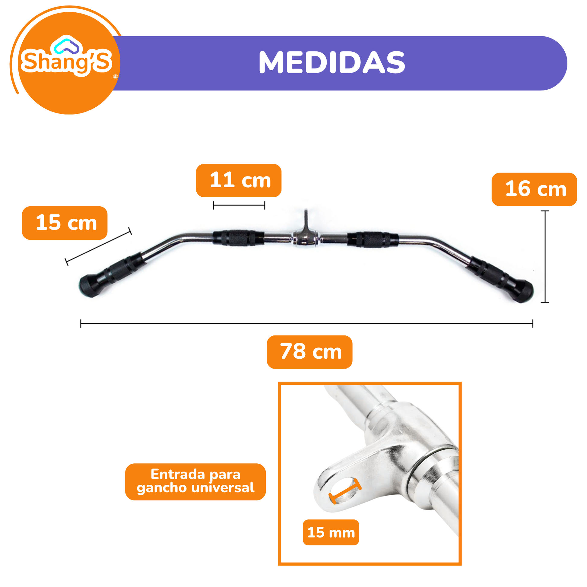 Agarre para polea barra ancha barra para jalon P447-4 Fitness Shang's