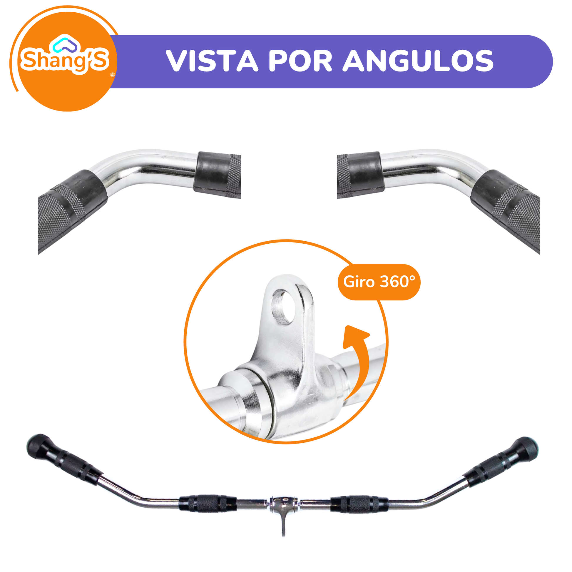 Agarre para polea barra ancha barra para jalon P447-4 Fitness Shang's