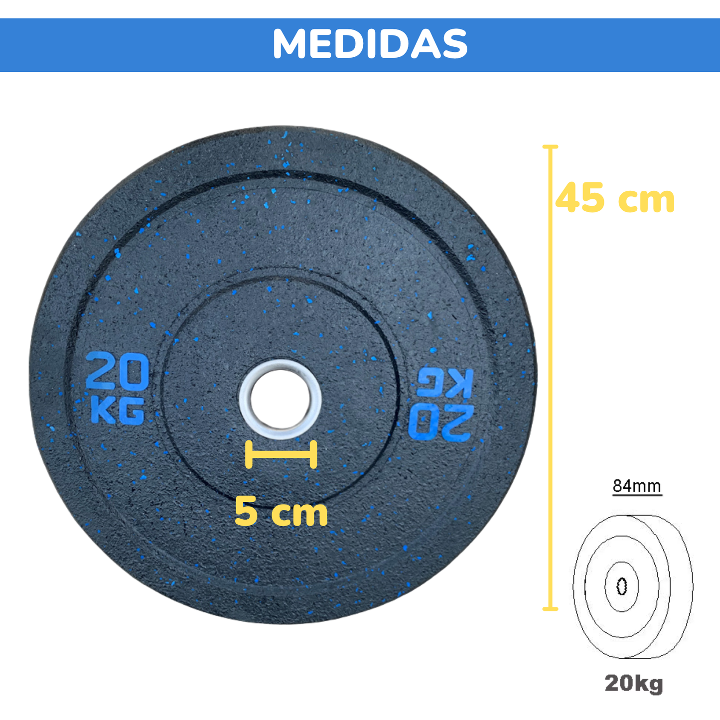 Discos Bumper – 20 y 25 kg – Alta Resistencia para Entrenamiento Shang's