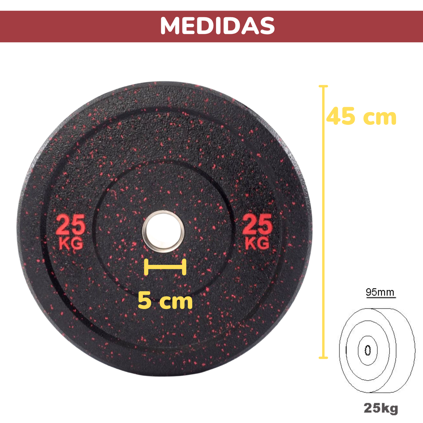 Discos Bumper – 20 y 25 kg – Alta Resistencia para Entrenamiento Shang's