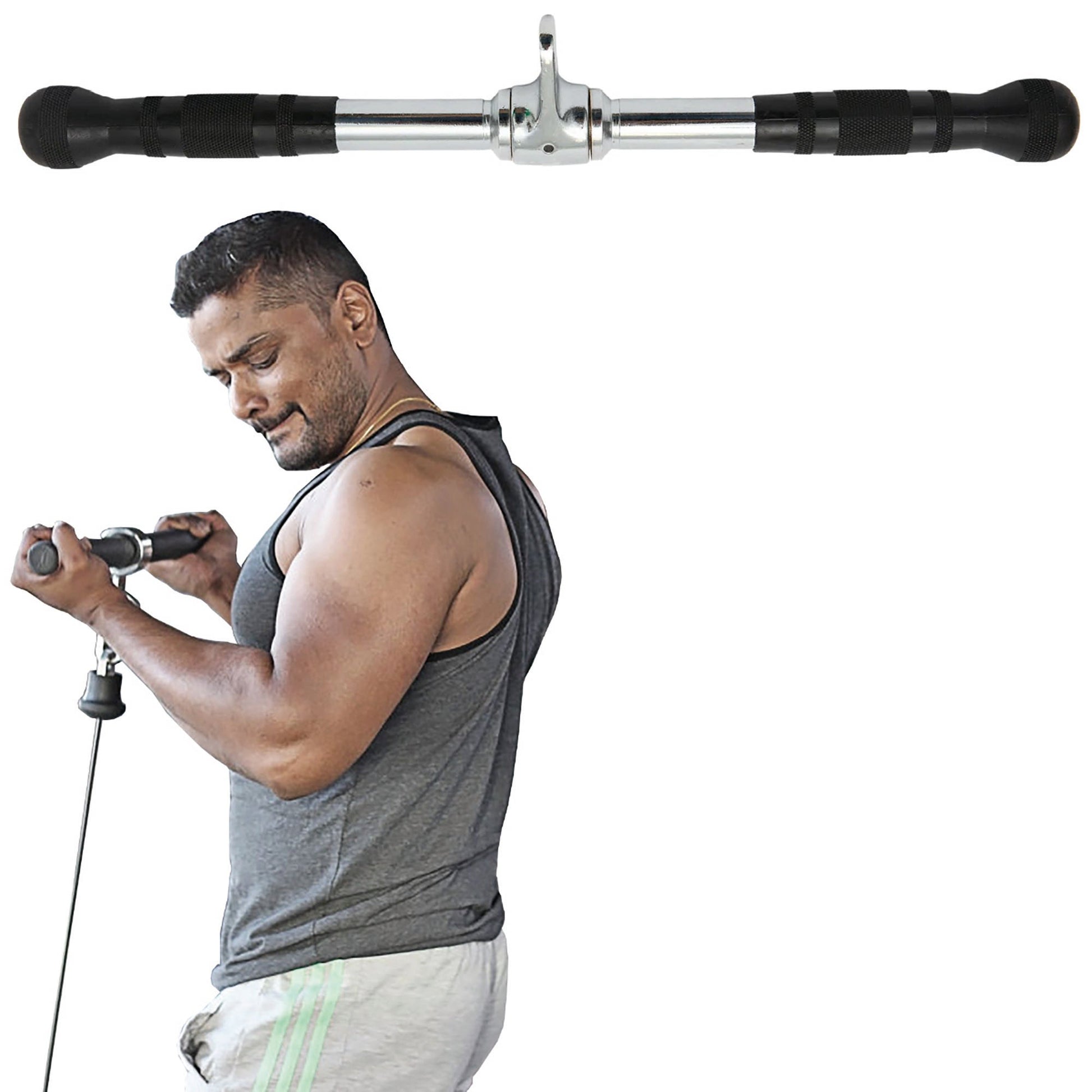 Agarre Maneral Corto En Barra Recta Para Tríceps P447-8 Fitness Shang's | Tienda Deportiva