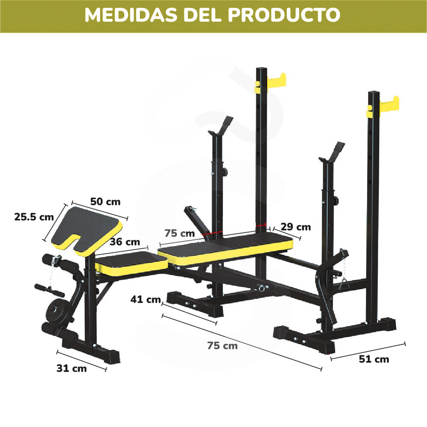 Banco De Pesas Multifuncional Fitness Shang's | Tienda Deportivashangs.mx