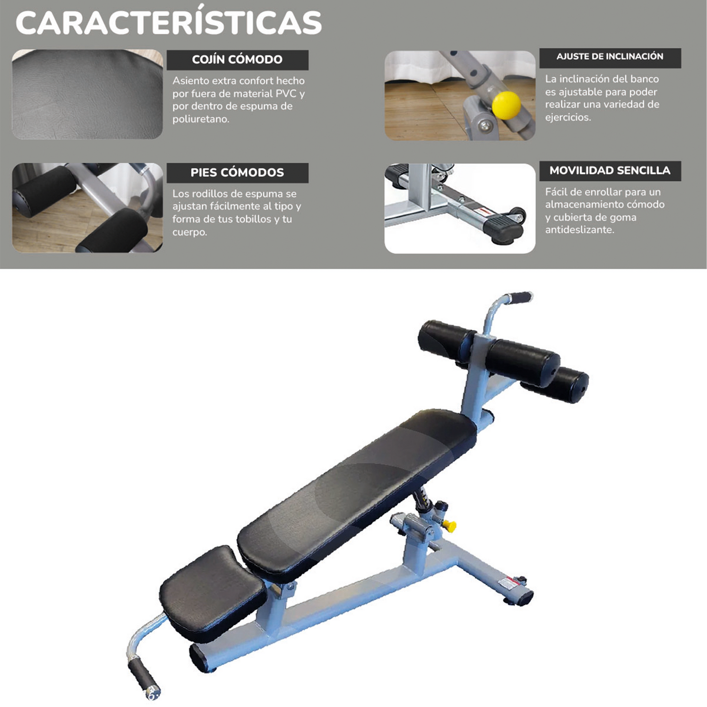 Banco Para Abdominales Fitness Shang's | Tienda Deportivashangs.mx