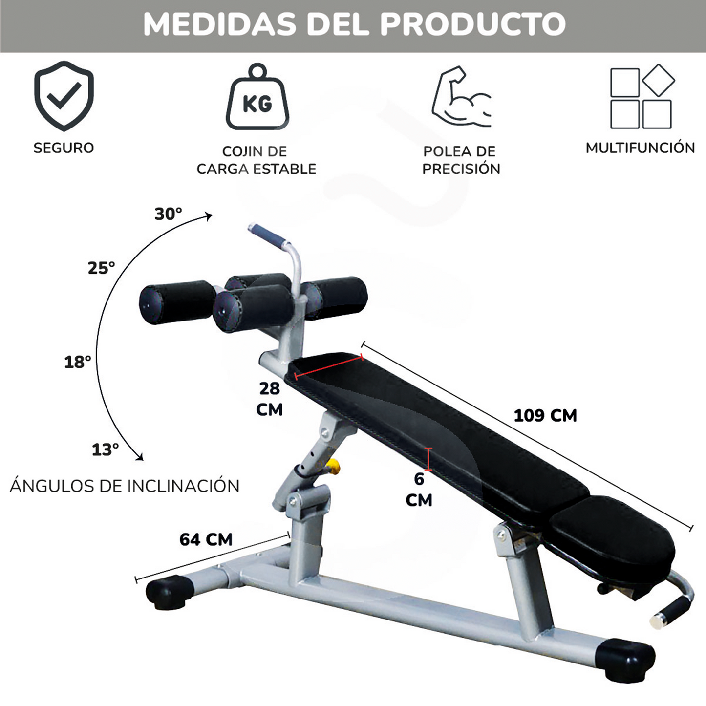 Banco Para Abdominales Fitness Shang's | Tienda Deportivashangs.mx
