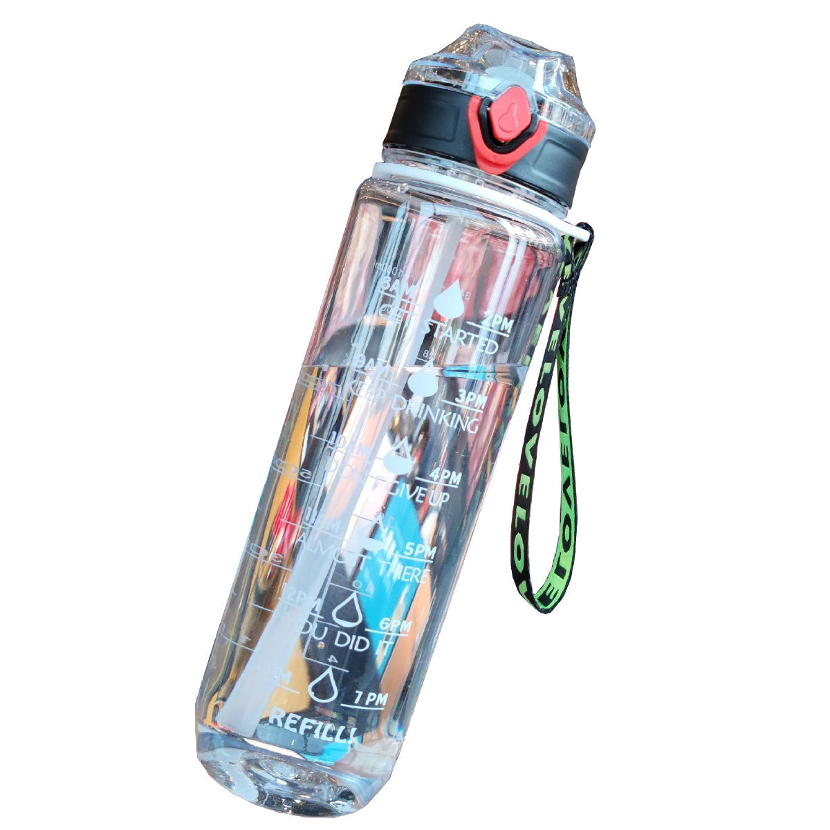 Botella De Agua Deportiva De 1 Litro Transparente Con Popote y Marcador De  Tiempo Motivacional-Shang's