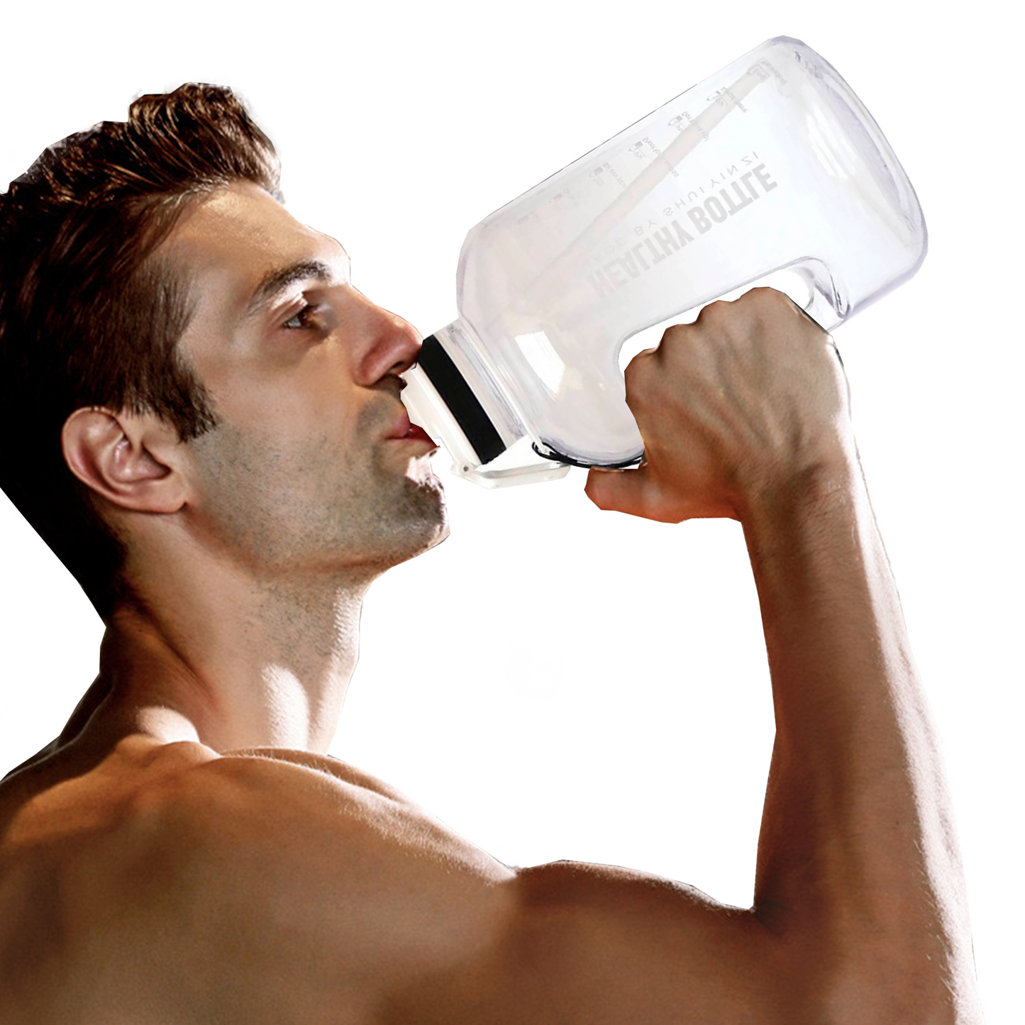 Botella de Agua Transparente Deportiva de 2.5 Litros con Popote y Marcador de Tiempo Motivacional Healthy Bottle Shang's | Tienda Deportivashangs.mx