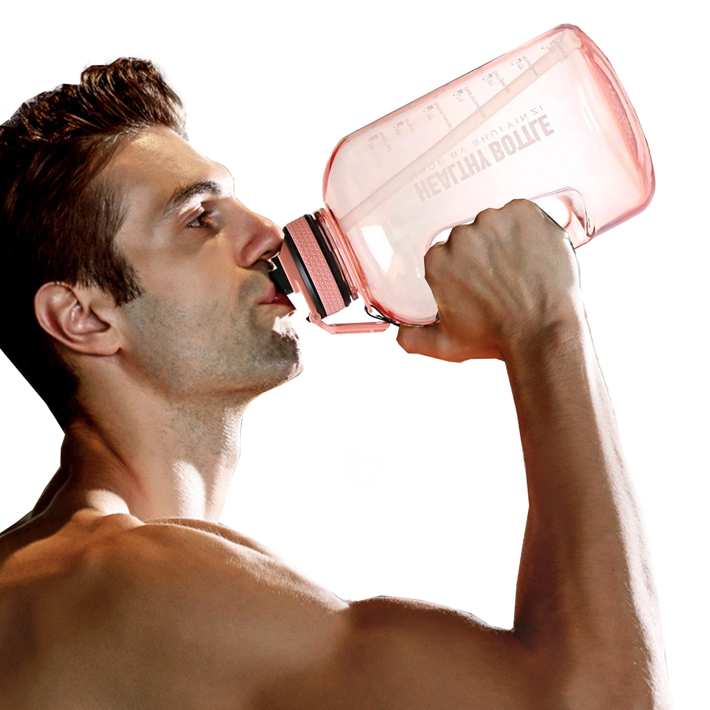 Botella de Agua Transparente Deportiva de 2.5 Litros con Popote y Marcador de Tiempo Motivacional Healthy Bottle Shang's | Tienda Deportivashangs.mx