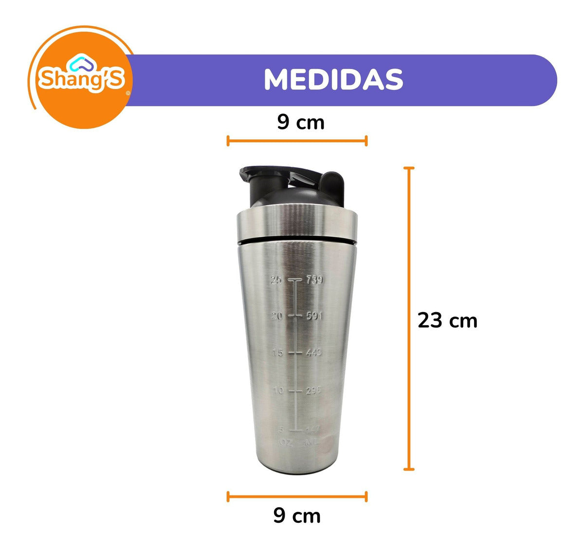 Shaker Para Proteina Vaso Mezclador De Proteina 750 Ml Shangs