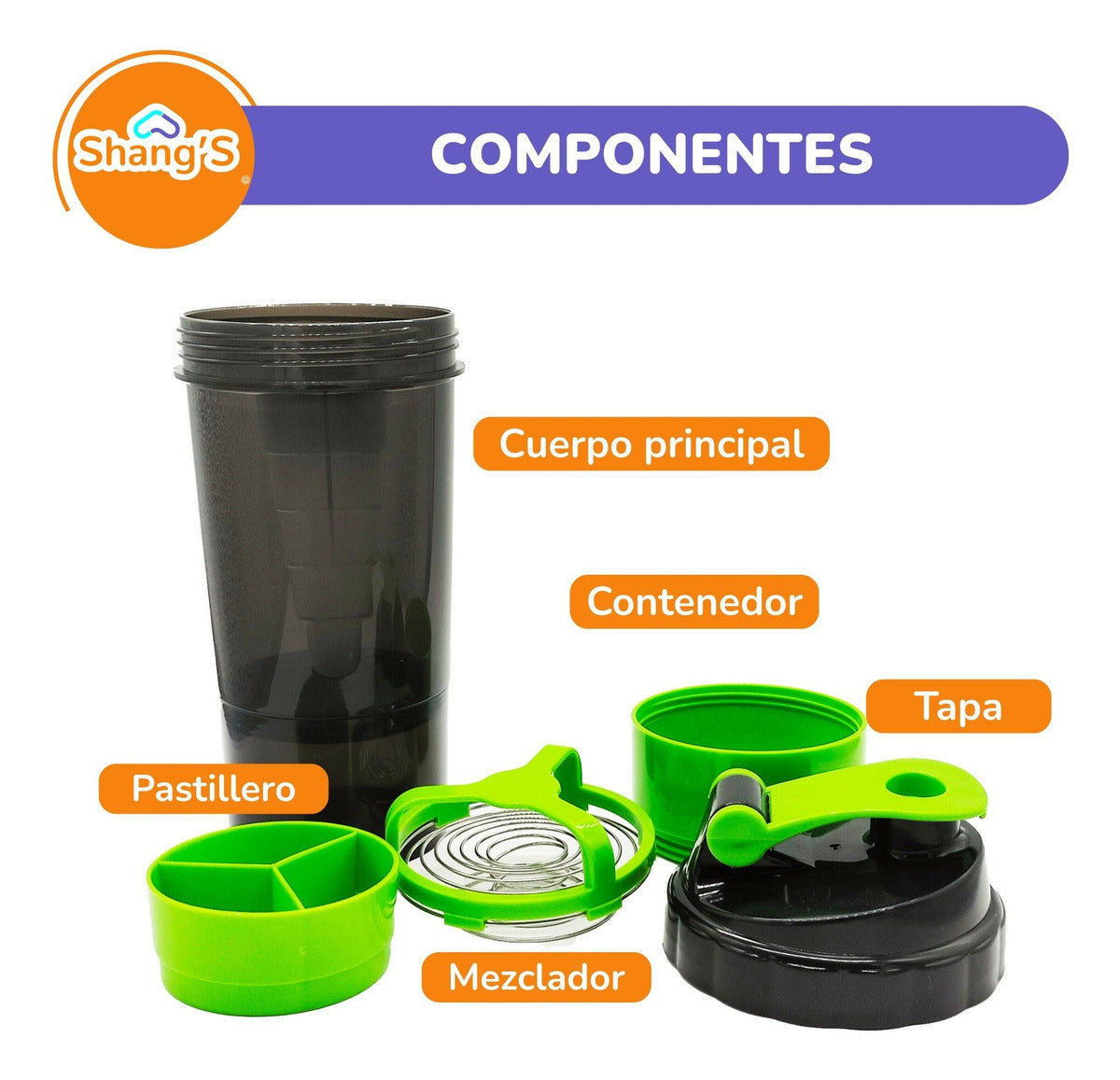 Shaker Para Proteina 500 Ml Vaso Mezclador Proteina Gym Shangs