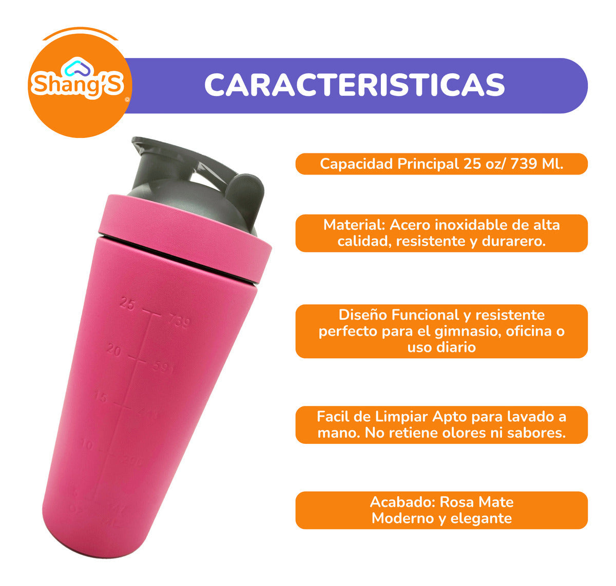 Shaker Para Proteina Vaso Mezclador De Proteina 750 Ml Shangs