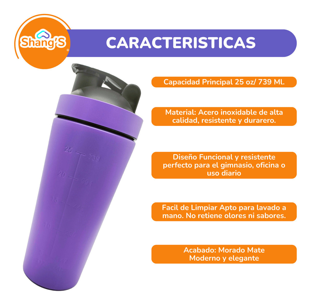 Shaker Para Proteina Vaso Mezclador De Proteina 750 Ml Shangs
