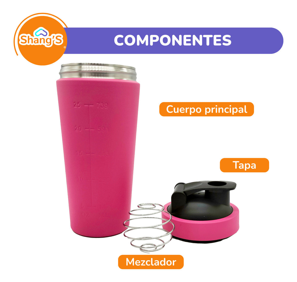 Shaker Para Proteina Vaso Mezclador De Proteina 750 Ml Shangs