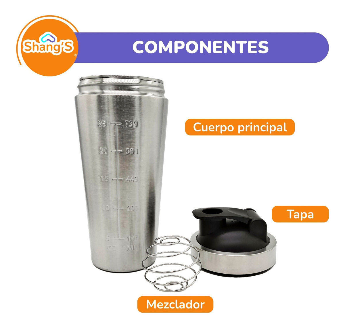 Shaker Para Proteina Vaso Mezclador De Proteina 750 Ml Shangs