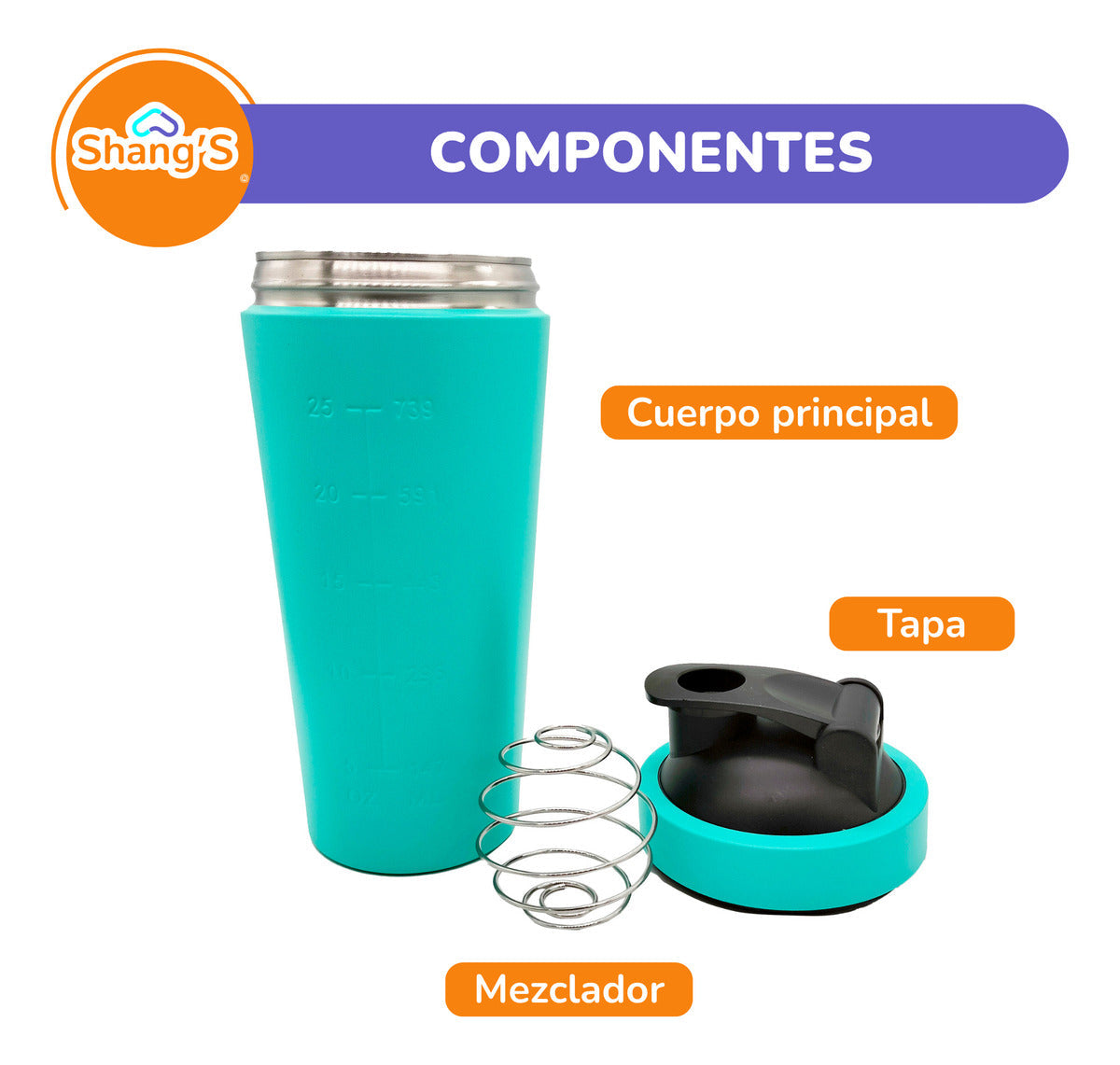 Shaker Para Proteina Vaso Mezclador De Proteina 750 Ml Shangs