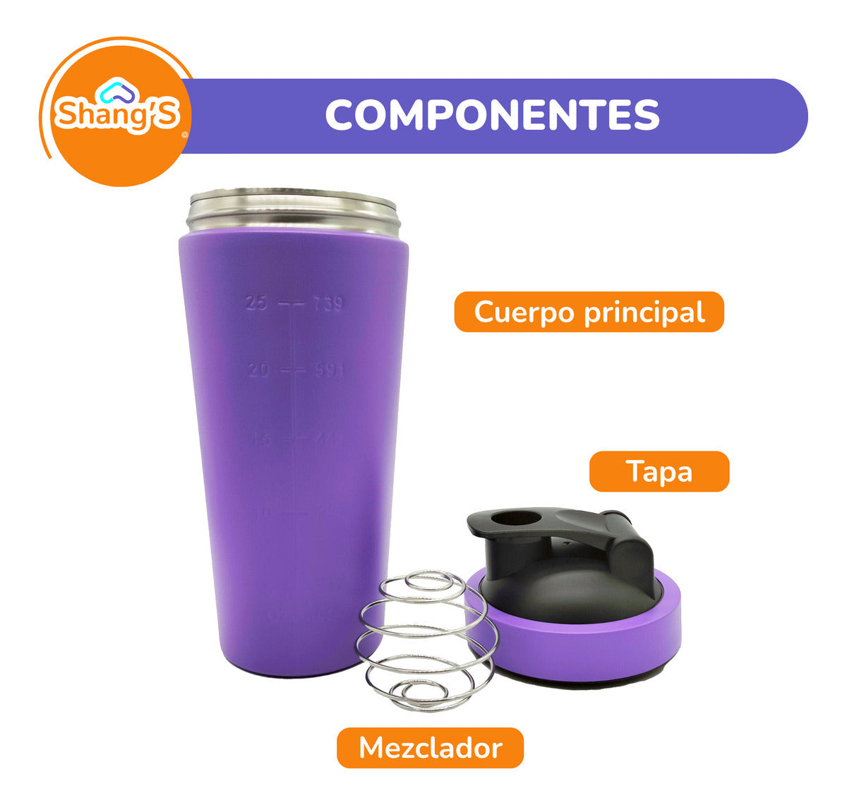 Shaker Para Proteina Vaso Mezclador De Proteina 750 Ml Shangs