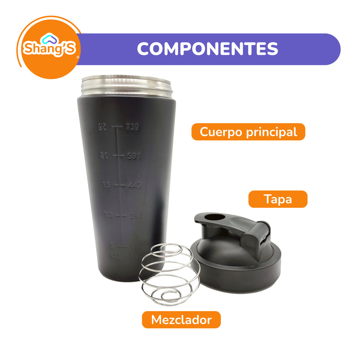 Shaker Para Proteina Vaso Mezclador De Proteina 750 Ml Shangs