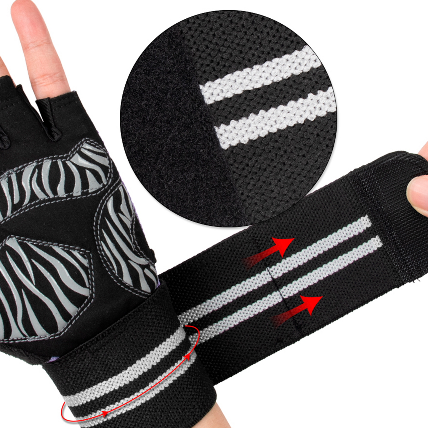 Par De Guantes Muñequera Zebra Para Gimnasio Fitness Shangs-Tienda Deportiva