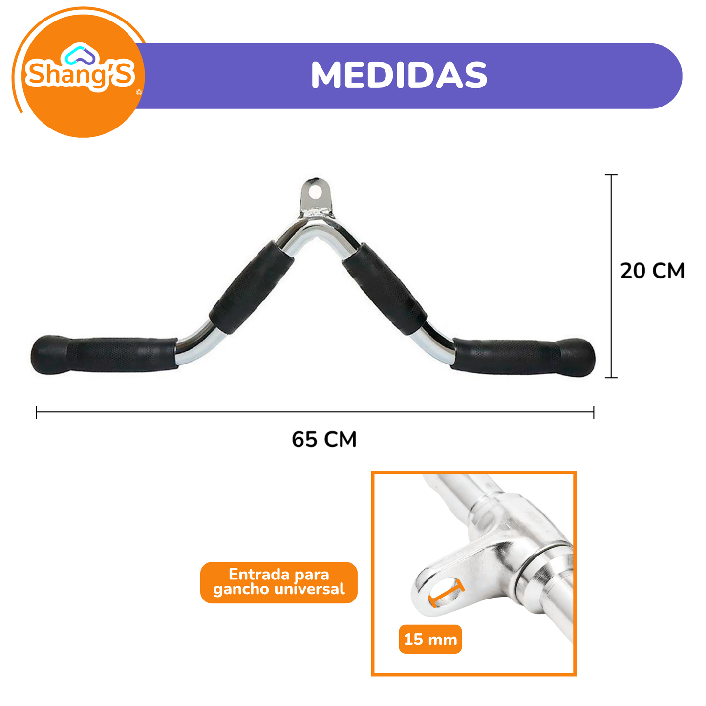 Agarre en V para polea barra V P447-6 Fitness Shang's