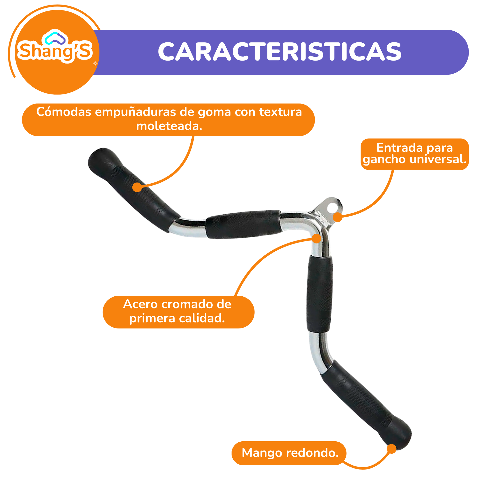 Agarre en V para polea barra V P447-6 Fitness Shang's