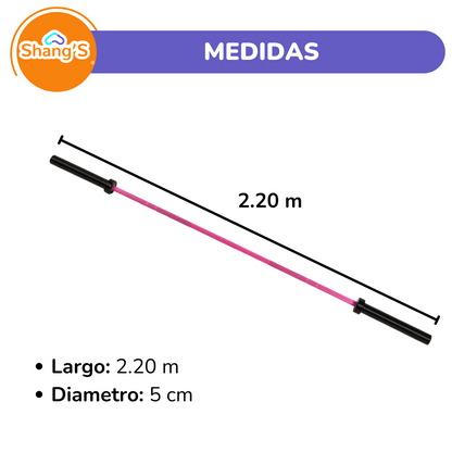 Barra Olímpica ROSA 2.20 m | 20 kg | 1000 lb - Para entrenamiento de Fuerza y Levantamiento Shang's