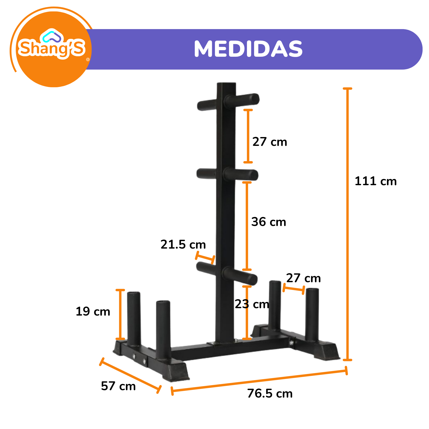 Rack para barras y discos olimpicos Shangs