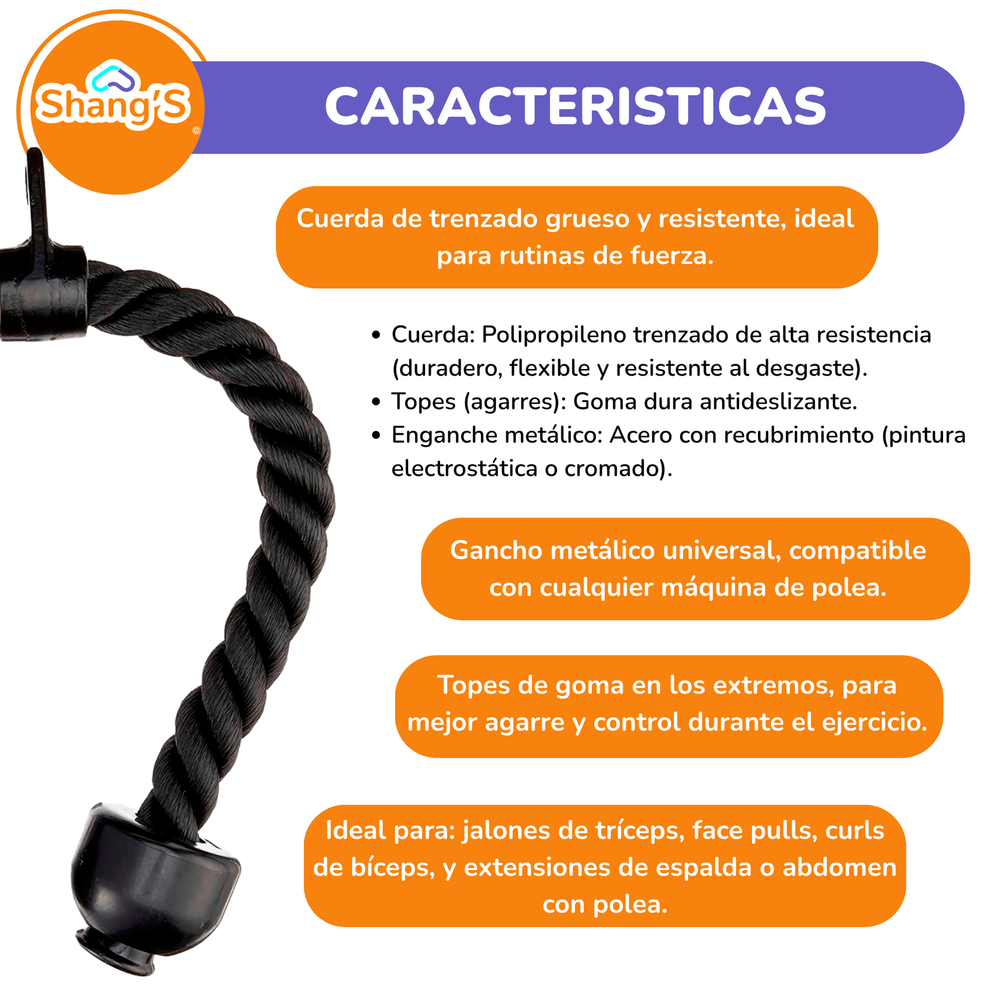 Cuerda Para Triceps  P447-14 Fitness Shang's