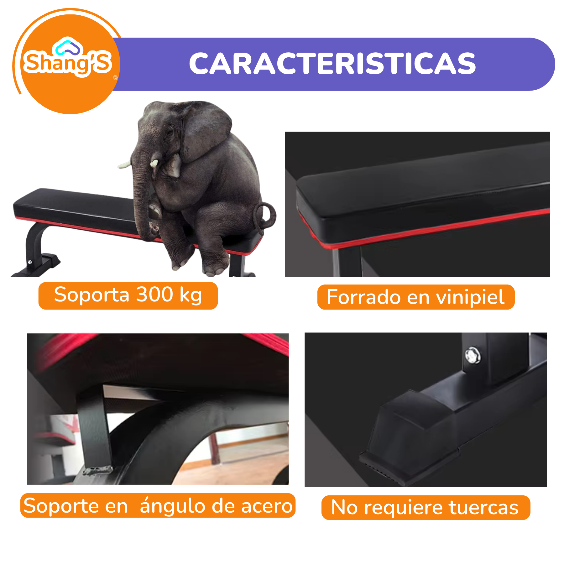 Banco Plano Reforzado Para Pesas Gym O Casa Shang's
