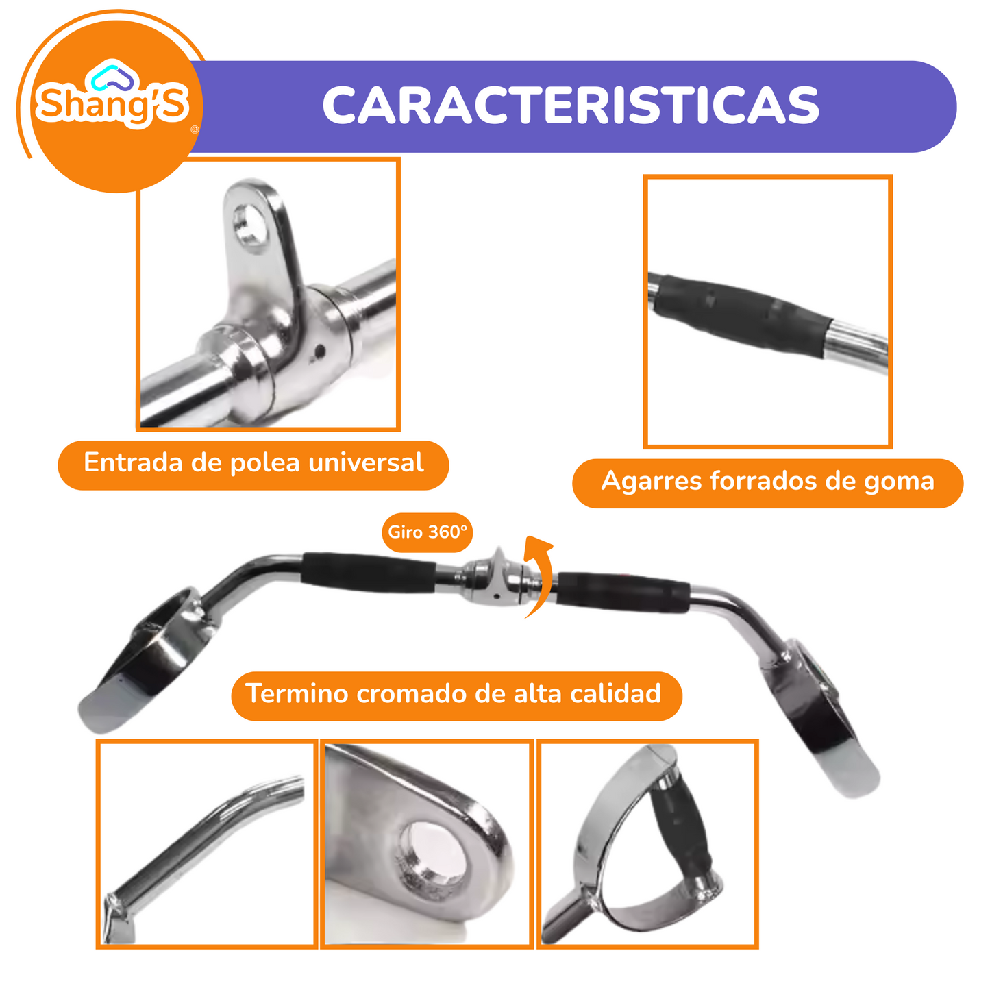 Agarre Maneral De Polea Para Espalda De Agarre D P447-2 Fitness Shang's