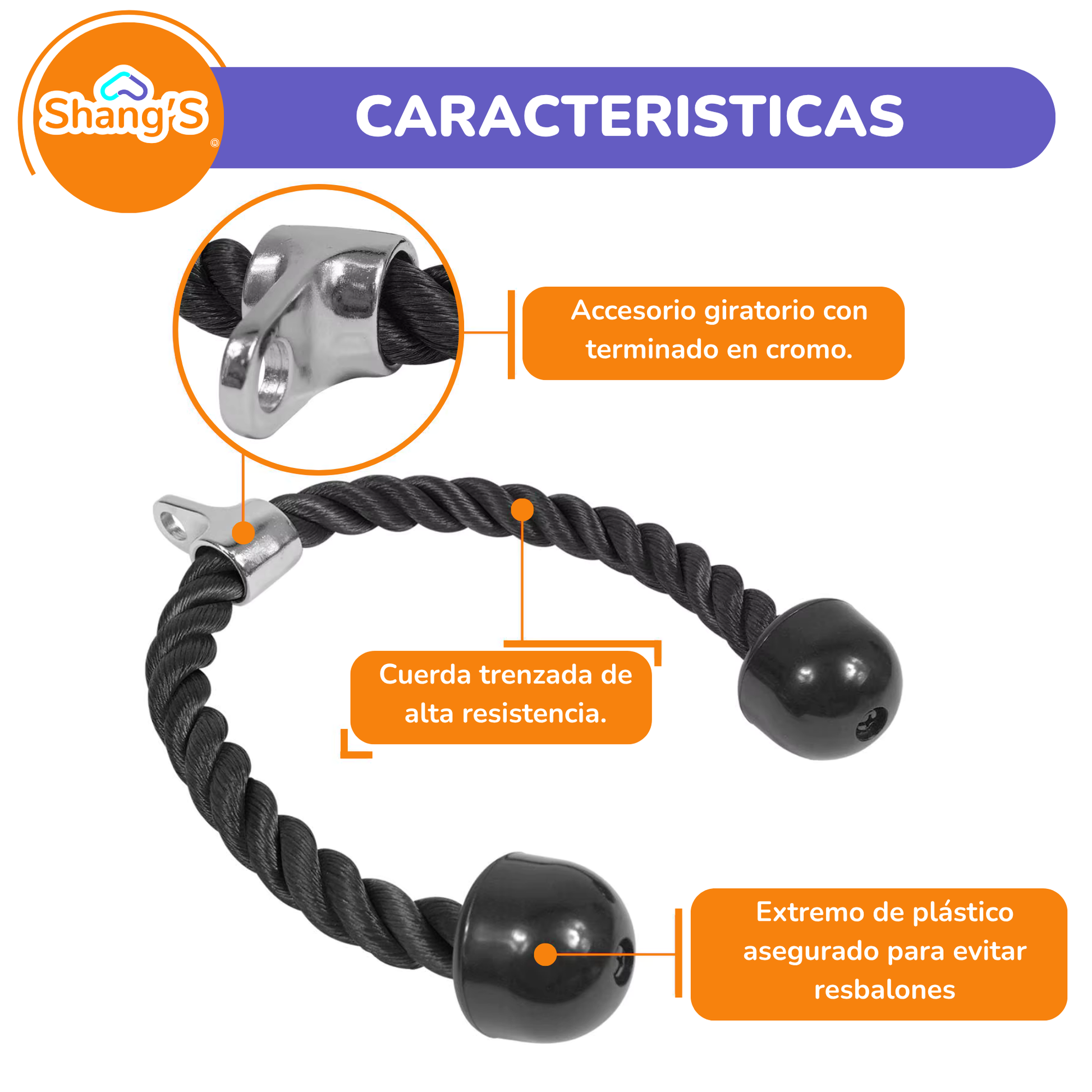 Cuerda Para Triceps  P447-14 Fitness Shang's