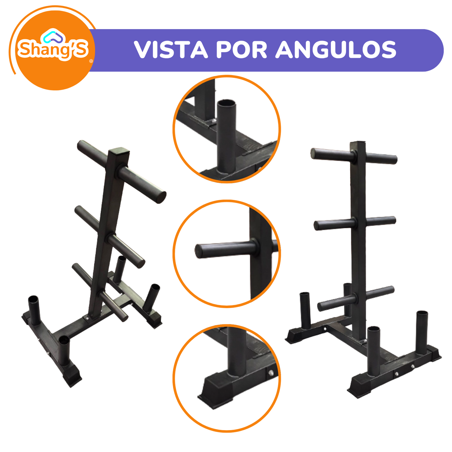 Rack para barras y discos olimpicos Shangs