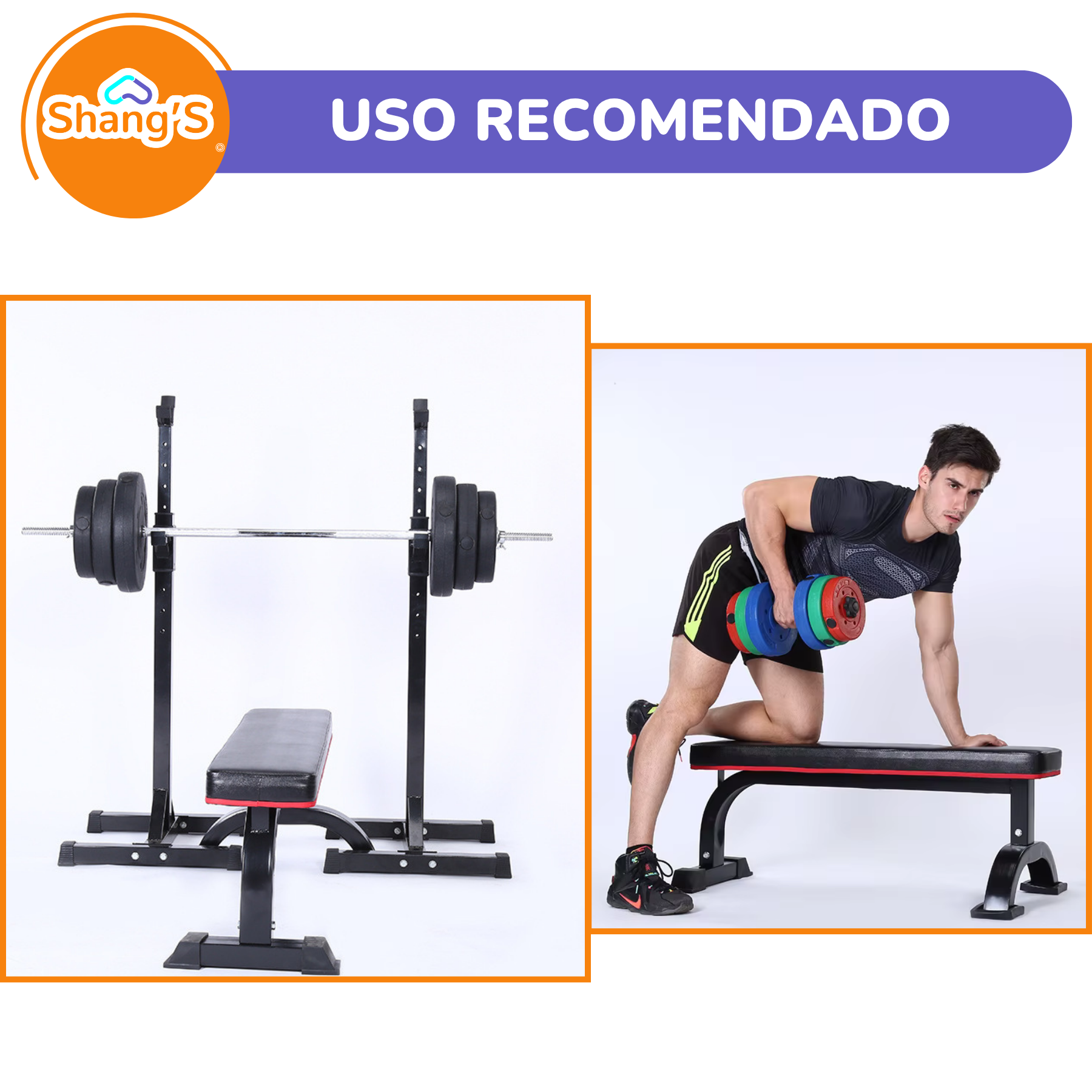 Banco Plano Reforzado Para Pesas Gym O Casa Shang's