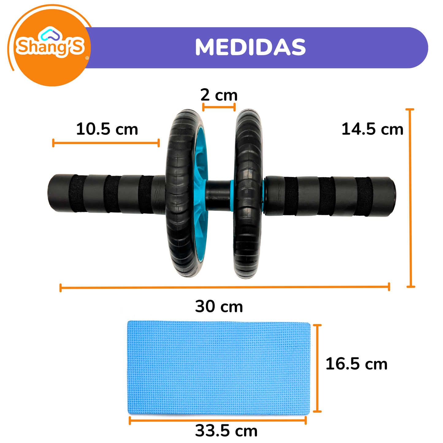 Rueda Abdominal Doble con Tapete Antideslizante Shang's