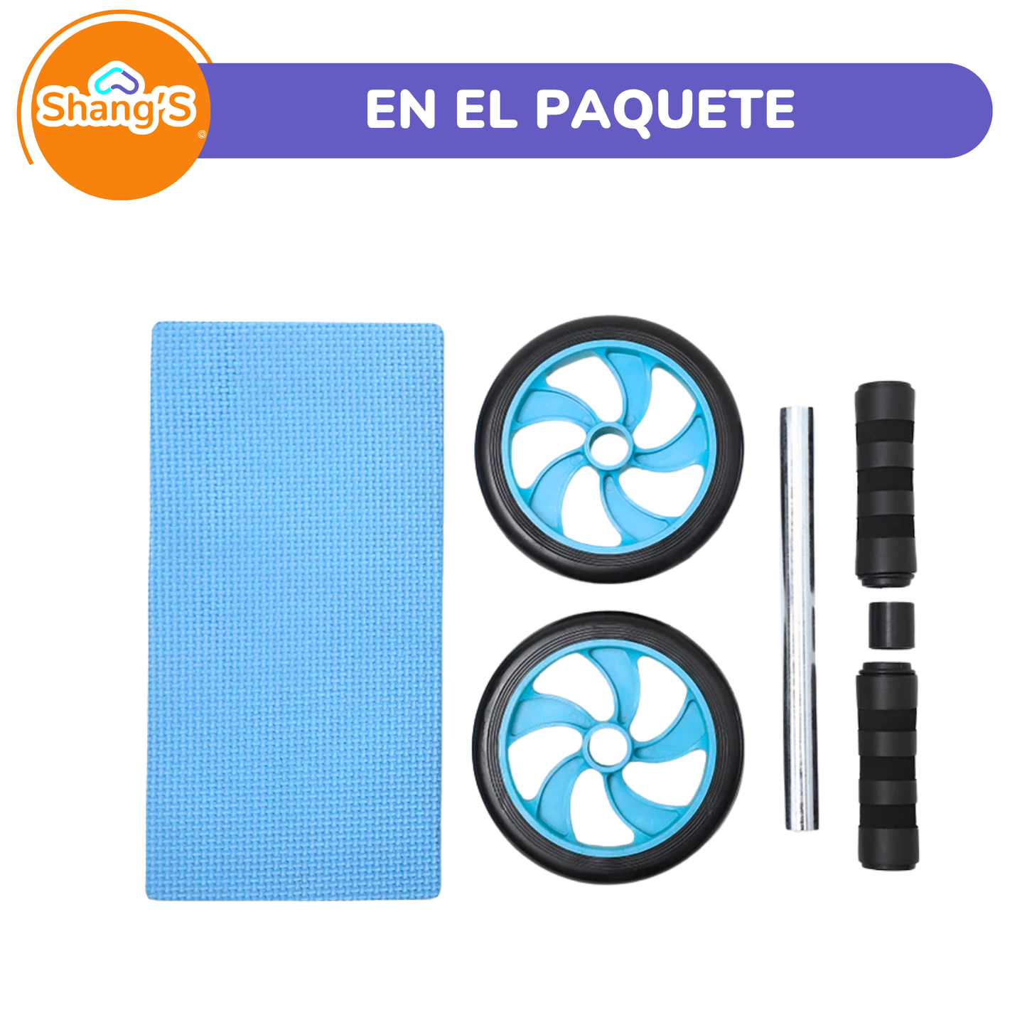 Rueda Abdominal Doble con Tapete Antideslizante Shang's