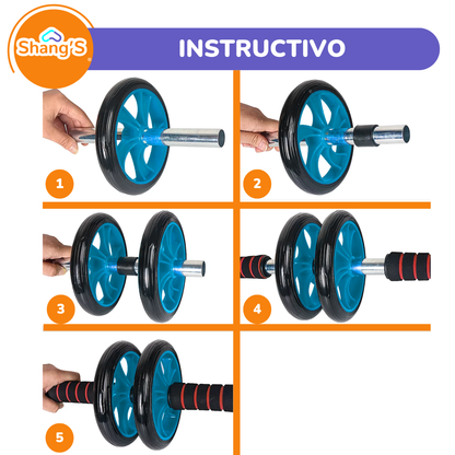 Rueda Abdominal Doble con Tapete Antideslizante Shang's