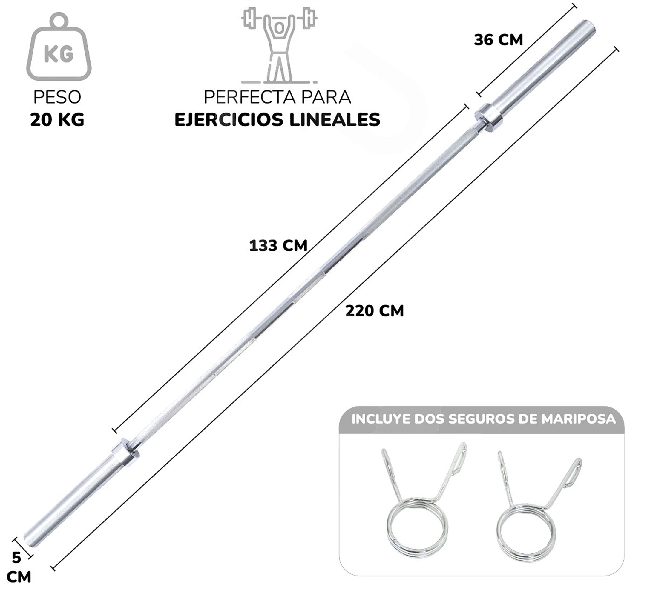 Medidas barra best sale olimpica crossfit