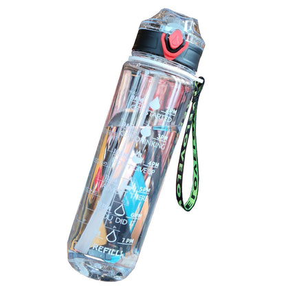 Botella de Agua Deportiva de 2 Litros con Popote y Pegatinas con Marcador  de Tiempo Motivacional-Shang's