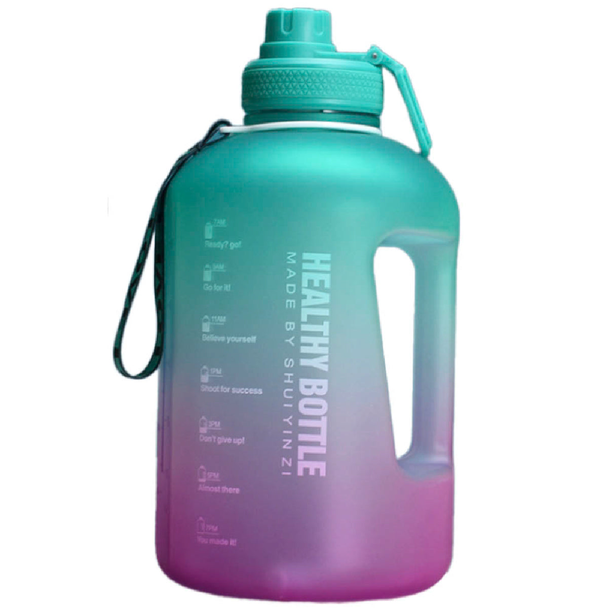 Botella de Agua Deportiva de 2.5 Litros con Popote y Marcador de Tiempo Motivacional Healthy Bottle Shang's | Tienda Deportivashangs.mx