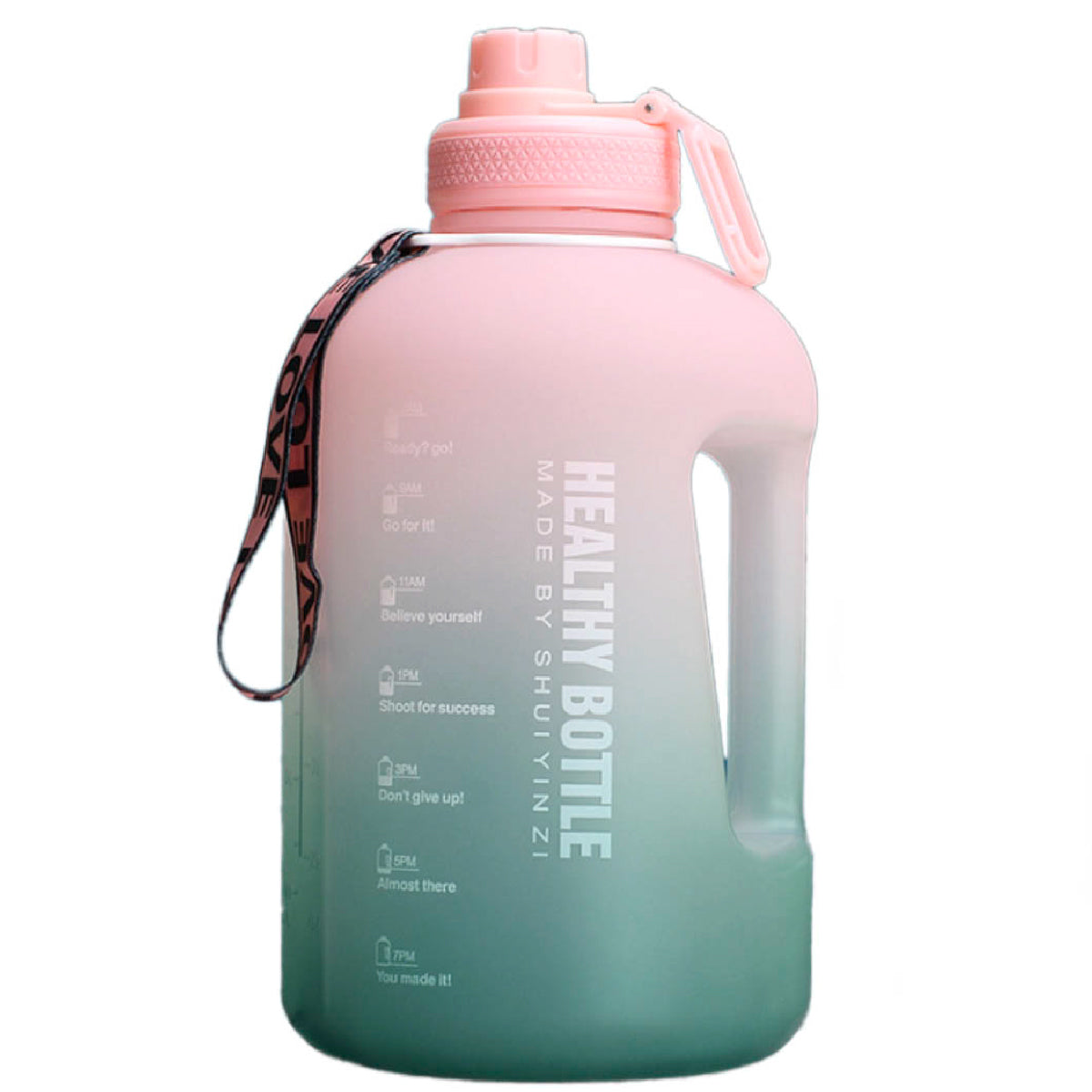 Botella de Agua Deportiva de 2.5 Litros con Popote y Marcador de Tiempo Motivacional Healthy Bottle Shang's | Tienda Deportivashangs.mx