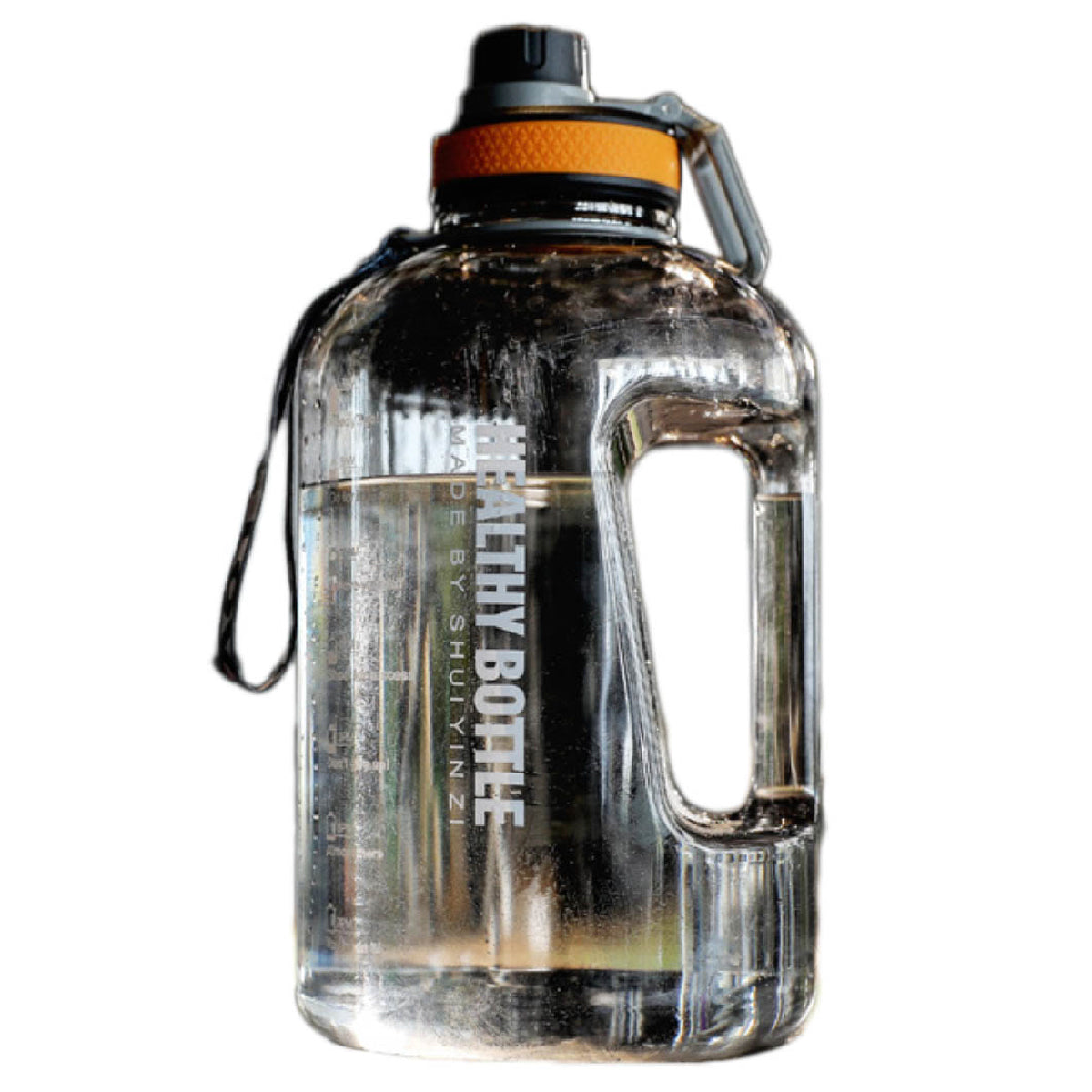Botella de Agua Transparente Deportiva de 2.5 Litros con Popote y Marcador de Tiempo Motivacional Healthy Bottle Shang's | Tienda Deportivashangs.mx
