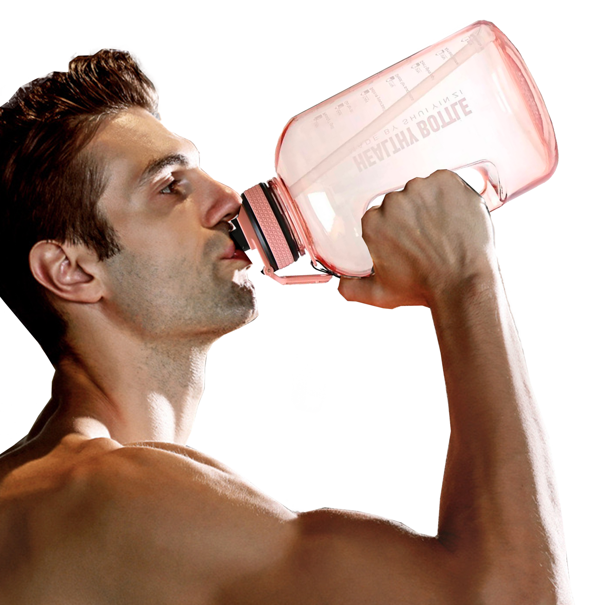 Botella De Agua Deportiva De 2.5 Litros Con Popote y Marcador De Tiempo  Motivacional Healthy Bottle-Shang's