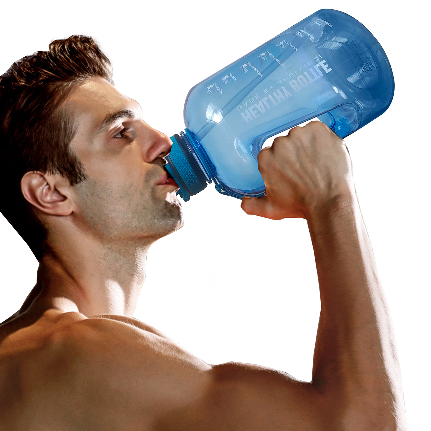 Botella de Agua Transparente Deportiva de 2.5 Litros con Popote y Marcador de Tiempo Motivacional Healthy Bottle Shang's | Tienda Deportivashangs.mx